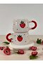 🍓   كوب سيراميك مزخرف برسومات يدوية على شكل فراولة هدية - 3