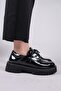 Bavi̇l Lace-Up Patent Leather Loafer Shoes Black - 3