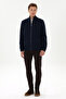 Men's Regular Fit Zippered Navy Blue Knitted Cardigan 50309988-Vr033 - 4