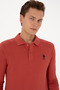 Men's Slim Fit Polo Collar Dusty Rose Basic Sweatshirt 50307687-Vr026 - 2