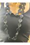 Black Bamboo Buttoned Women's Long Necklace70 cm - 2