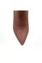 Women's Brown Thin Heeled Medium Length Genuine Leather Napa Boots - 6