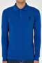 Men's Slim Fit Polo Collar Blue Basic Sweatshirt 50307687-Vr212 - 6