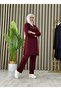 Stone Detailed Hooded Zippered Double Tunic Set - 4