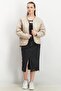 Women Quilted Puffer Jacket, Light Beige - 4