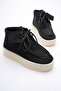 Women's Suede Boots with Saddles Black Aldora