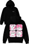 Sweet Lovely Cat Design Printed Oversized Black Hooded Sweatshirt