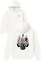 Guitar Sternum Design Printed Oversized White Hooded Sweatshirt