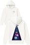 Ufo Shoots Planets Design Printed Oversized White Hooded Sweatshirt