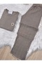 Mink Cotton Collar and Leg Flower Detail Lace-Like Knit /Perforated Long Sleeve Pajama Set - 4