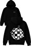 World Chess Design Printed Oversized Black Hooded Sweatshirt
