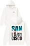 San Francisco Landscape Design Printed Oversized White Hooded Sweatshirt