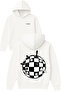 World Chess Design Printed Oversized White Hooded Sweatshirt