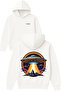 Beam Emitting Ufo Vehicle Design Printed Oversized White Hooded Sweatshirt