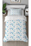Flower Leaf Patterned Printed Specially Designed Single Size Plain Blue and White Stylish Duvet Cover Set Without Sheets