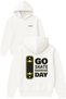 Go Skate Boarding Day Design Printed Oversized White Hooded Sweatshirt
