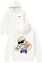 Muscular Man Design Printed Oversized White Hooded Sweatshirt
