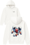 Ultra Holigans Design Printed Oversized White Hooded Sweatshirt