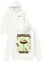 Espesso Martini Design Printed Oversized White Hooded Sweatshirt