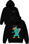 Importance White Agent Design Printed Oversized Black Hooded Sweatshirt