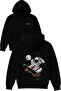 Skateboarder Astronaut Design Printed Oversized Black Hooded Sweatshirt