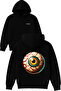 Veined Yellow Eye Design Printed Oversized Black Hooded Sweatshirt