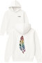 Feather Design Printed Oversized White Hooded Sweatshirt