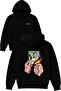 Yak Whole Photos Design Printed Oversized Black Hooded Sweatshirt