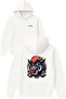 Gergin Pig Design Printed Oversized White Hooded Sweatshirt