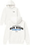 San Diego California Design Printed Oversized White Hooded Sweatshirt