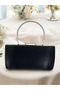 Black Satin Evening Dress Bag, Elegance with Metal Handle - 4