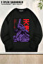 Unisex Loose Fit Neon Genesis Evangelion Anime Printed Design Oversized Crew Neck Sweatshirt