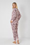 Women's Pink Leopard Print Winter Pajama Set – Dty Fabric, Long Sleeve, Pockets, Cuffs - 4