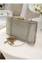 Gold Laser Striped Patterned Evening Dress Bag Night Wedding Engagement Graduation Portfolio - 5