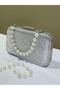 Silver Laser Striped Patterned Evening Dress Bag Night Wedding Portfolio - 6
