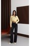 High Waist Black Wash Detailed Wide Leg Jean - 3