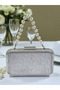 Silver Laser Striped Patterned Evening Dress Bag Night Wedding Portfolio - 2