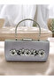 Silver Grey Crystal Stone Satin Evening Dress Bag, Elegance with Metal Handle - 3