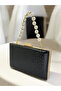 Black Patterned Patent Leather Evening Dress Bag - 2