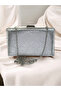 Silver Imported Snake Laser Glitter Patterned Pearl Detailed Evening Dress Bag - 5