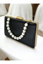Black Patterned Patent Leather Evening Dress Bag - 8