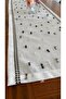Linen Look Embroidery Detailed Tasseled Gardenia Fabric Runner |   Machine Washable Runner - 4