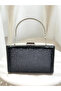 Black Patterned Patent Leather Evening Dress Bag - 3