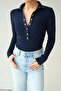 Women's Mock Neck Snap Fastener Knitwear