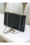 Black Patterned Patent Leather Evening Dress Bag - 6
