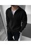 Pack of 3 Men's Corded Fabric Half Zipper Collar Detailed Knitwear Black Beige Tile Sweater - 4
