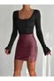 Slit Detail Mini Faux Leather Skirt - 3