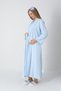 Women's Blue Shawl Collar Jacquard Full Length Winter Long Sleeve Special Design Maternity Nightgown Nightdress Set - 5