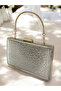 Gold Imported Glitter Patterned Metal Handle Women's Evening Dress Bag - 2