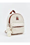 Beige Bear Teddy Embroidered Plush Girl's Backpack